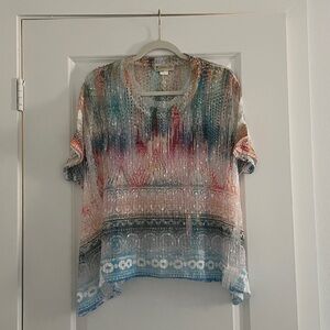 Impulse California Scoop Neck Open Knit Top Coastal